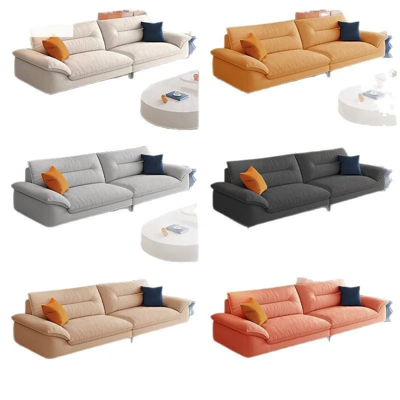 

New cream style simple sofa office Nordic style rental house sofa living room rental room small apartment straight row