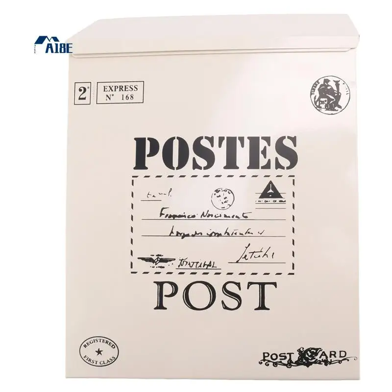 

A18E-Почтовый ящик, винтажный настенный почтовый ящик, старинный металлический почтовый ящик, устойчивый к ржавчине держатель для почты, подходящий для улицы, белый