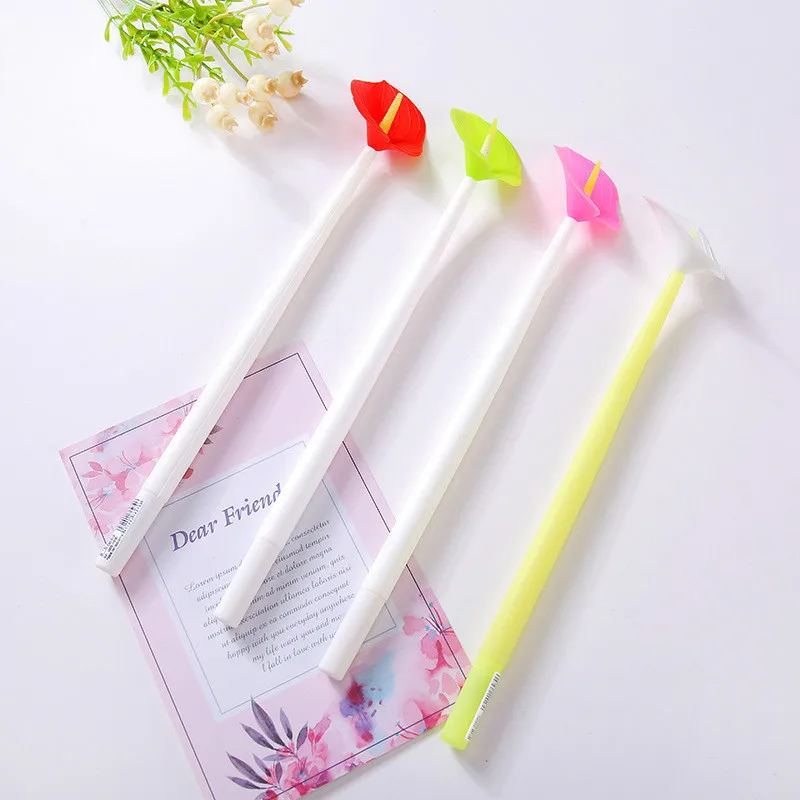 

48PCS Palm Flowers Silica Gel Pen Creative Cartoon Plant Soft Pen Students Writing Pen Kawaii School Supplies Stationery