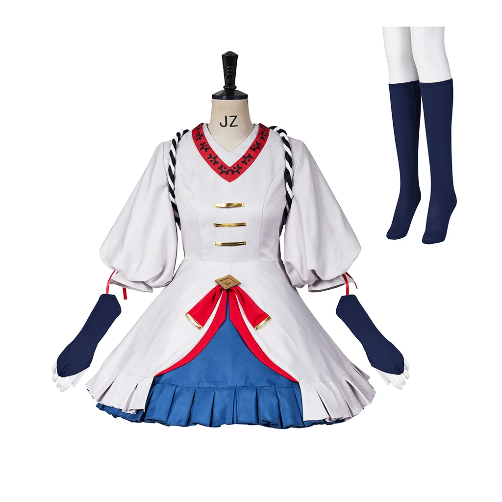 Botw Purah Cosplay Costume White Lolita Kimono Dress With Socks Halloween Carnival Costume