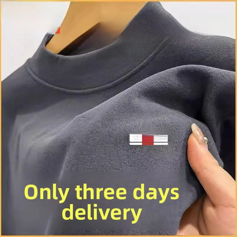

Thiened Fce Warmth Men's Thermal irt f High Collar Long Sve T-irt Double-Sided Velvet Autumn Winter Base Layer...