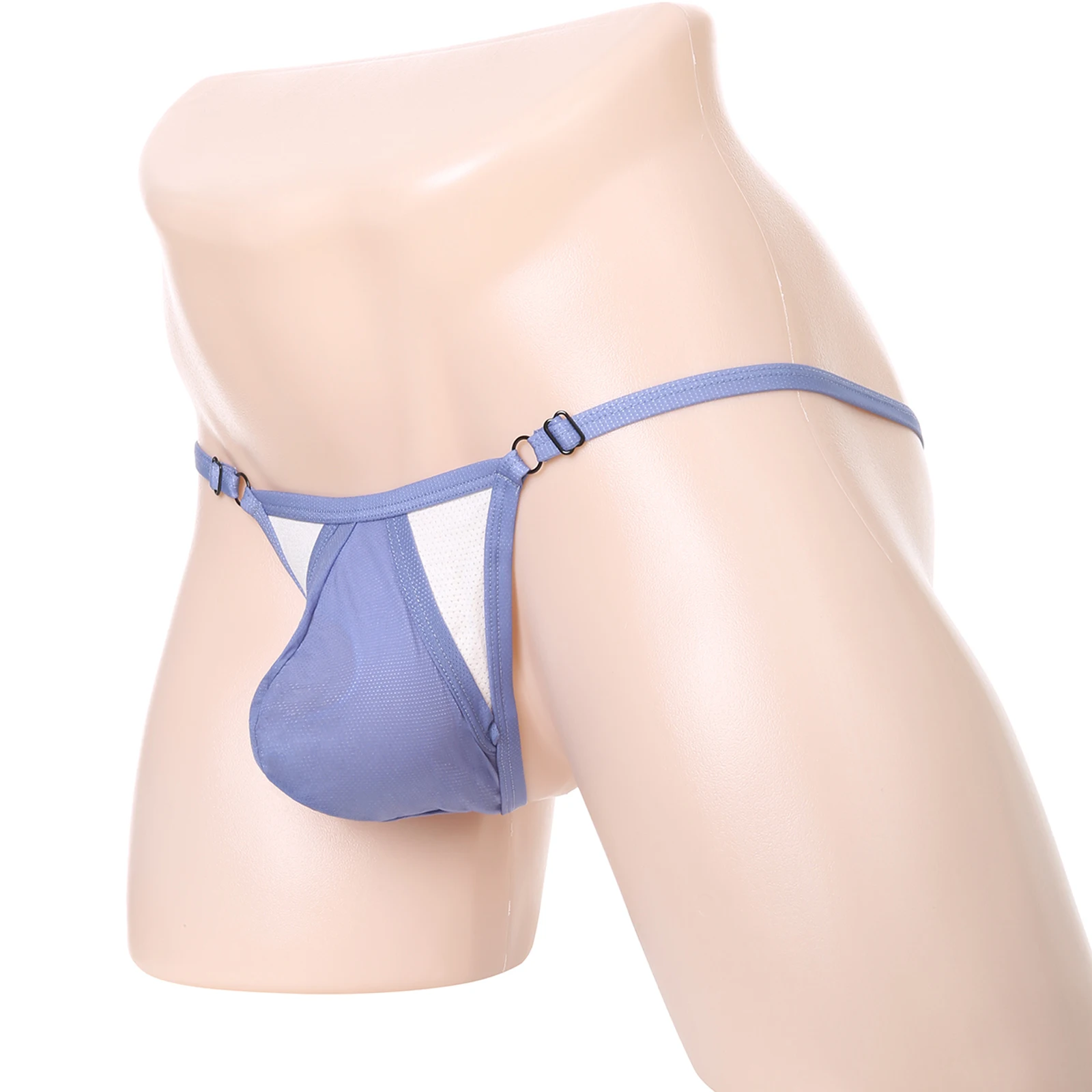 Men's Sexy Panties Big Pouch Adjustable Thongs High  Personality Skinny See-Through T Back Low Waist  Breathable Lingerie