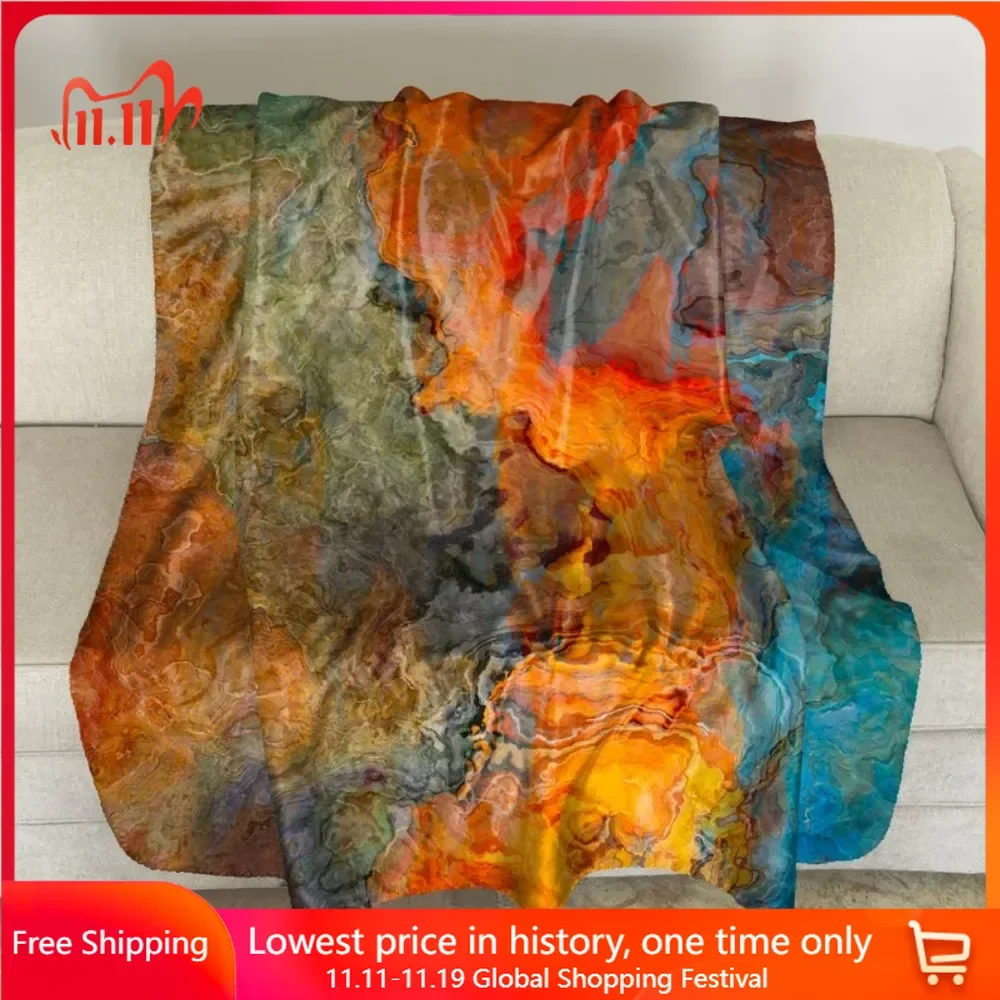 

Sherpa Fleece Throw with Abstract Art, 50x60, 60x80, Warm Plush Blanket Throws, Sofa Throw, Modern Contemporary Decor