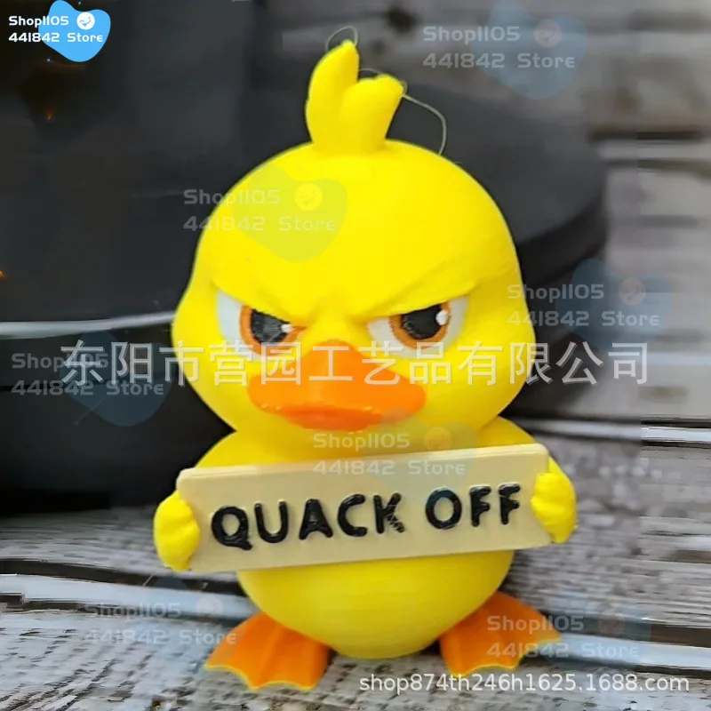 Quack Off Duck Figurine Funny Attitude Animal Ornament,Funny Sassy Animal Figurines Set with Slogans Desk Decor for Office