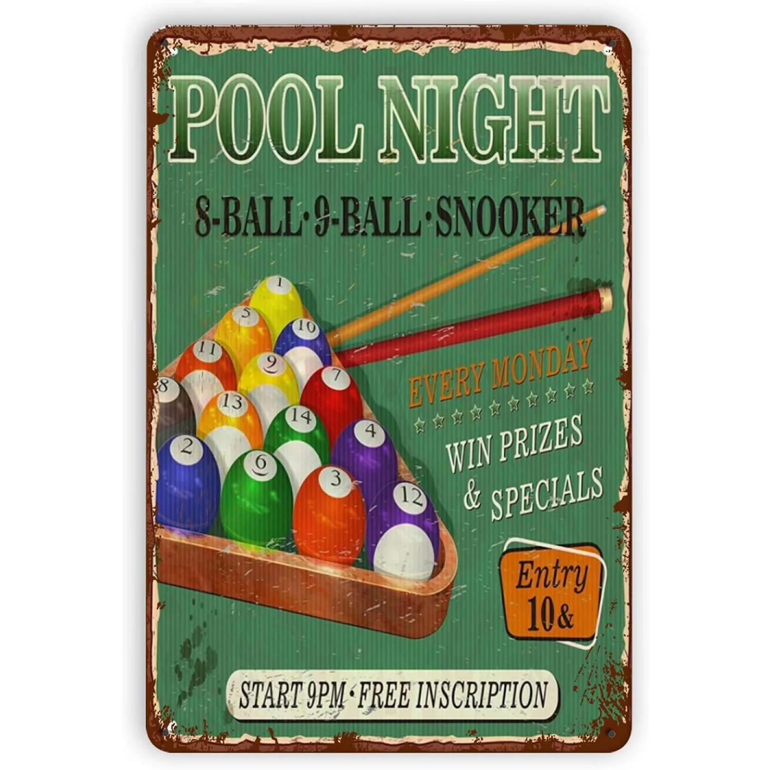 Billiards Metal Tin Signs Balls lWall Poster Plaque Sign Vintage Iron Painting Decoration for Man Cave Cafe Game Room Club Bar