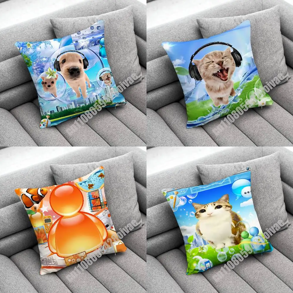 

Frutiger Aero Cat Dog Puppy Music Throw Pillow Case For Decoration 30cm 45x45cm Square Car Pillowcase Case