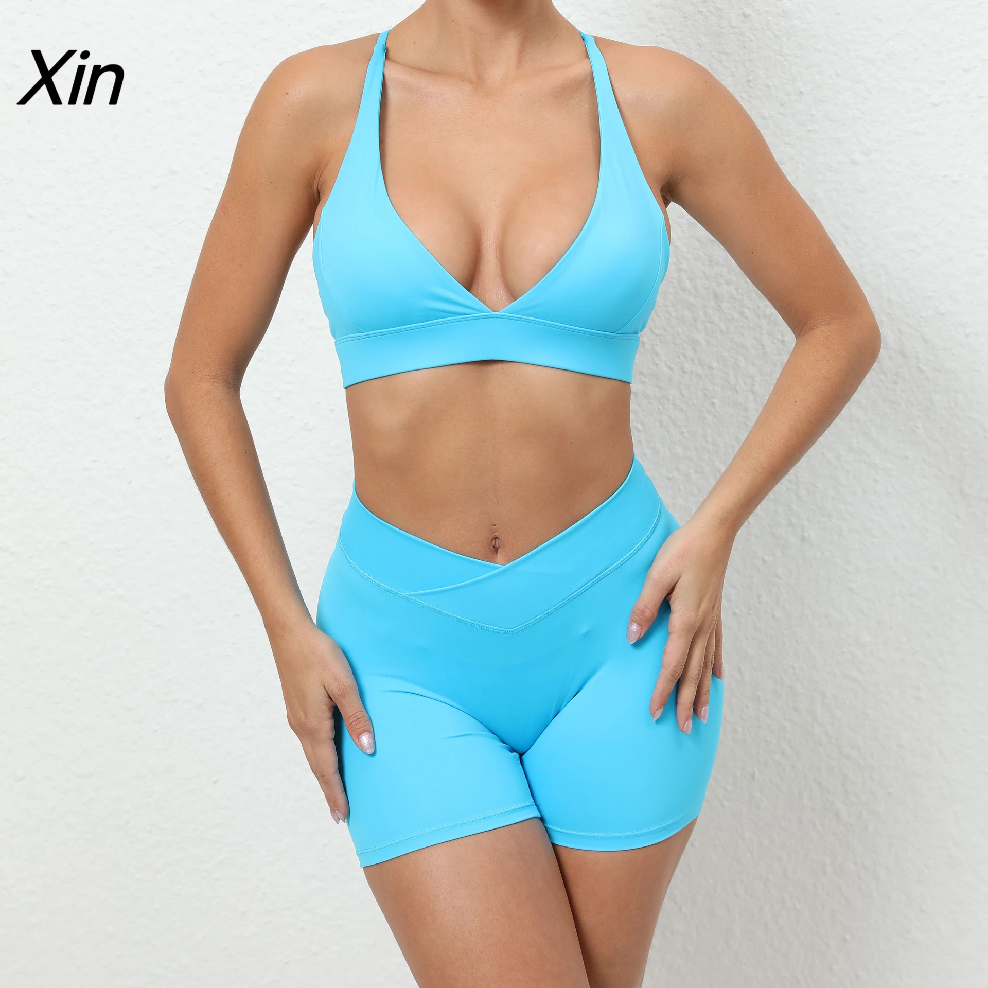 2023 Yoga Gym Shorts Set Women Clothing Sexy Sport Bra Set Workout Sets Womens 2 Piece Outfit Set Lycra Sportswear Pink Red Blue