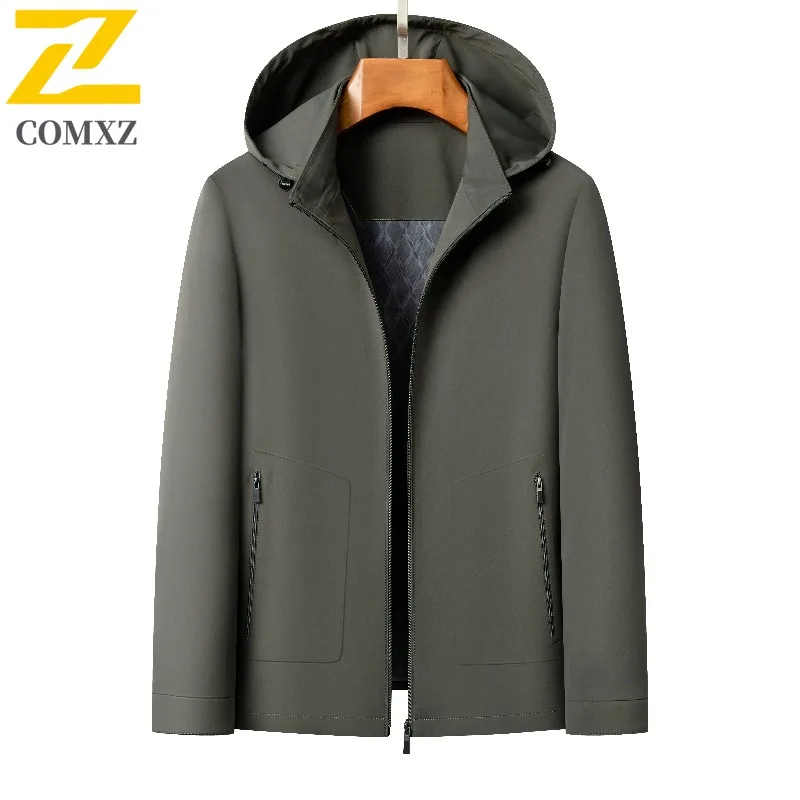 

COMXZ Autumn Male Jacket Classics Detachable Hooded Work Jackets Lightw Luxurious Business Casual Comfort Windproof Coat