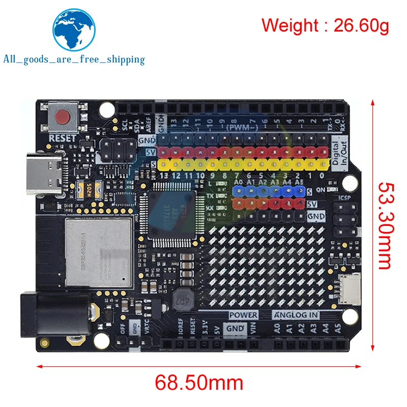 Imagem -06 - Tzt Uno-tipo-c Placa de Desenvolvimento Usb Edição Wifi Programação Arduino Learning Controller Uno r4 Esp32-s3