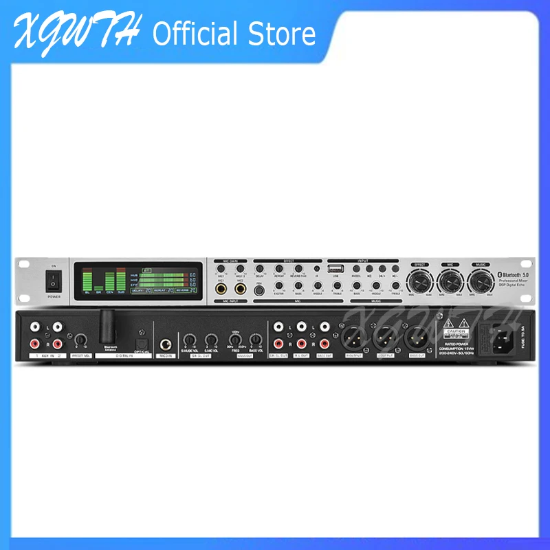 Digital Pre Effector DJ KTV Karaoke Player Mixer Reverberation Anti Howling USB Bluetooth Stage Studio Audio Effects Processor