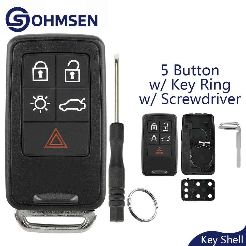 

5-кнопочный чехол для дистанционного брелока + необрезанное лезвие для Volvo V40 V60 V70 S60 S80 XC70 XC60 2007-2016 гг.