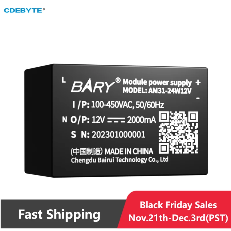 AC-DC Step-Down Power Supply Module Ultra Low Power CDEBYTE AM31-24W12V Low Ripple Input 85-450V Output 12V 2000mA