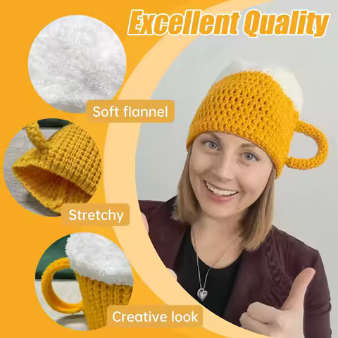 Funny Knit Beer Hat for Men and Women Novelty Gift Idea for Beer Lovers Birthday Christmas Halloween Party Accessories