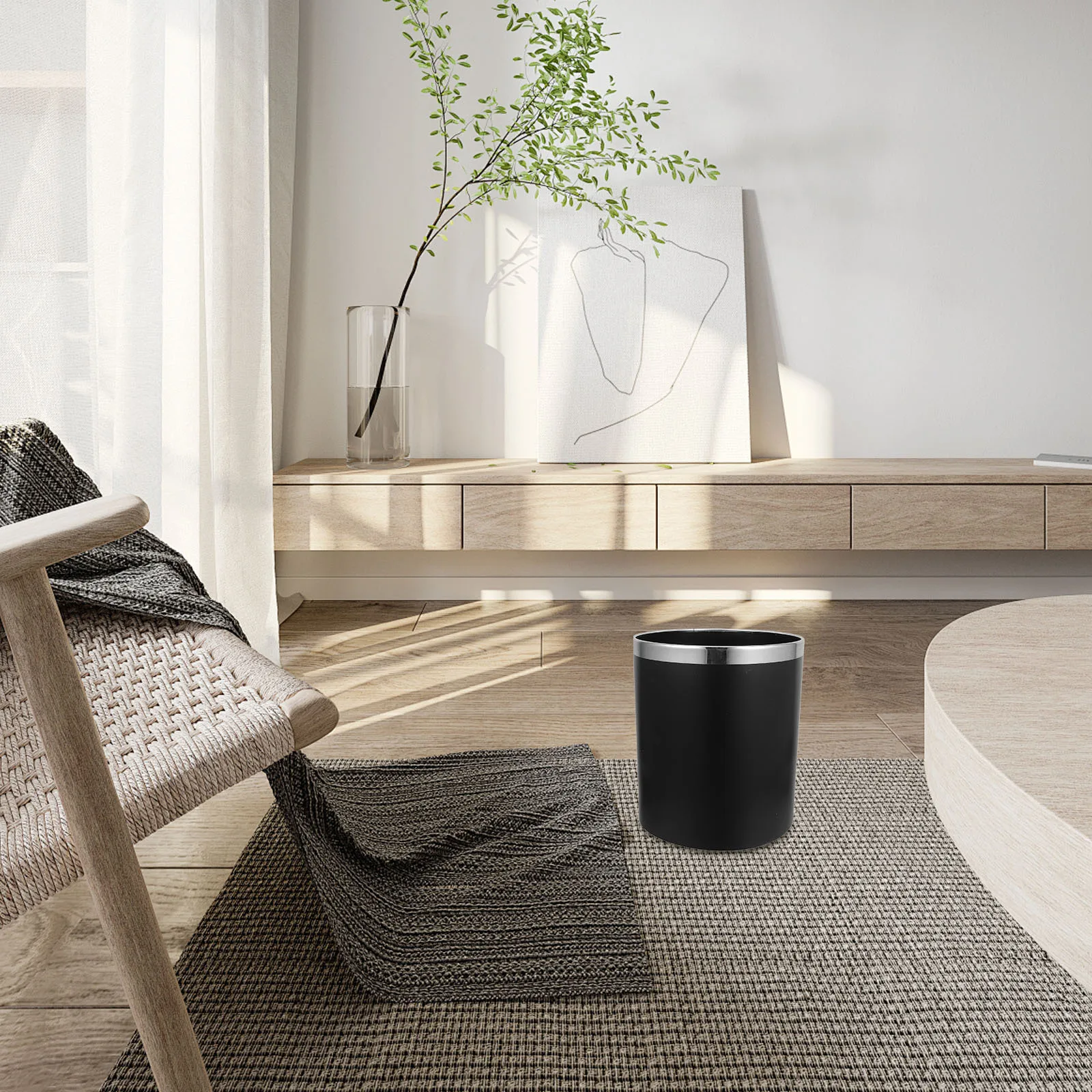 سلة مهملات بطبقة مزدوجة سعة 18 لترًا، هيكل حديد PP قوي، سلة نفايات زخرفية سهلة التنظيف لغرفة نوم المطبخ والحمام في الفندق #1