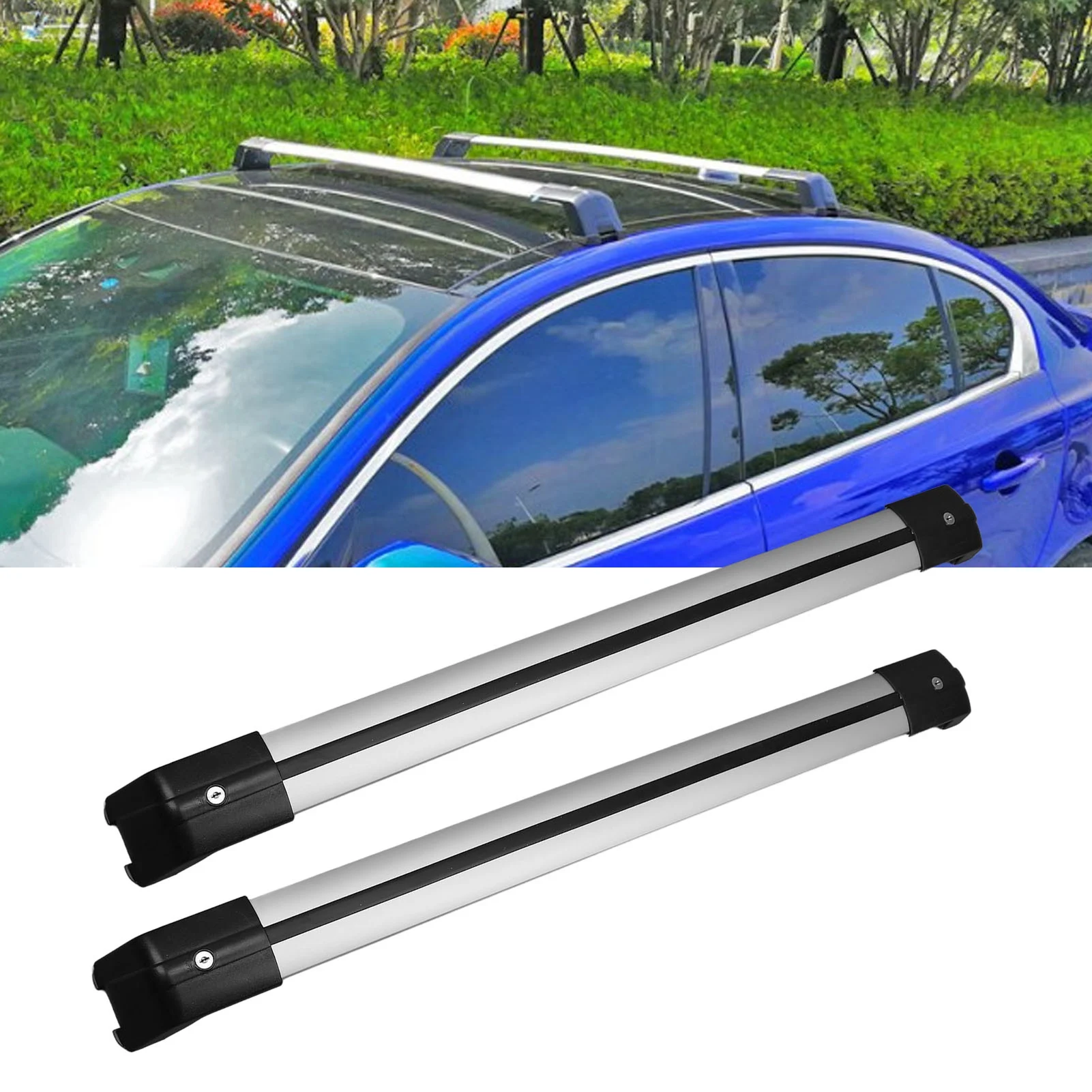

Car Roof Rack Cross Bars 330.7 Lbs Load Capacity Aluminum Alloy Roof Crossbars Cargo Luggage Carrier with Lock for Travel