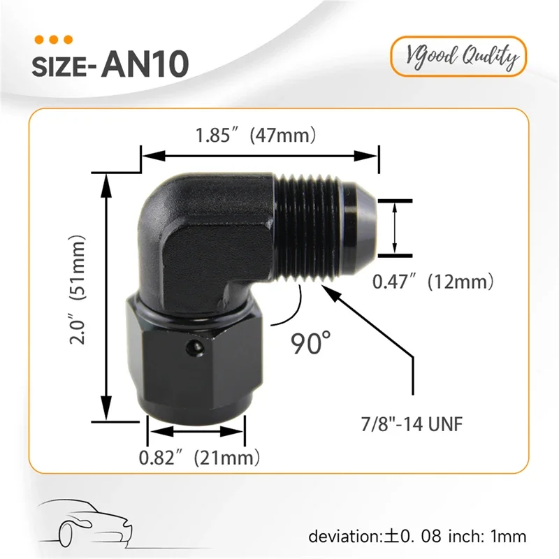 4PCS AN10 Female to 10AN Male 90 Degree Flare Swivel Hose Fitting Adapter