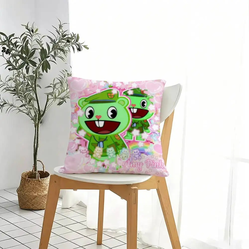 Happy Tree Friends F-Flippy  Pillow Case Square Double-Sided Sofa Cushion Cover Bedroom Bedside Pillow Gift