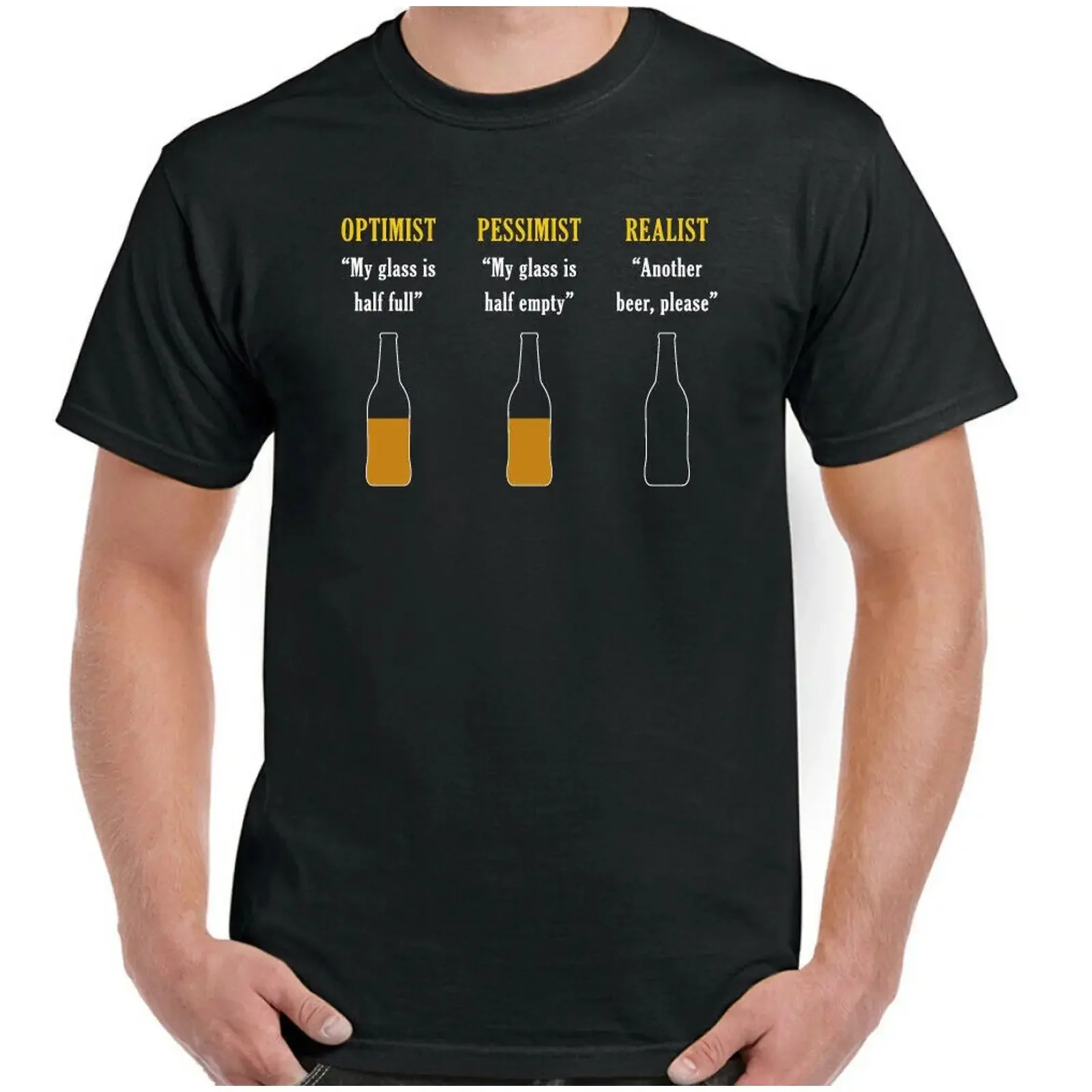 T-shirt vintage Bier Optimist pour homme, motif amusant, idéal pour les fêtes, le barbecue, les enterrements de vie de garçon, style streetwear légèrement polyvalent et délavé