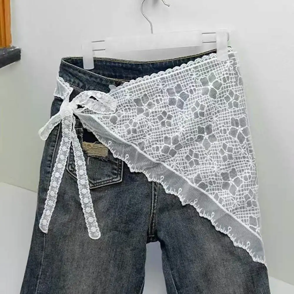 

Triangle Lace Scarf White Travel Photo Headband Retro Floral Lace Head Wrap Embroidered Neck Kerchief Hair Bandana Accessories
