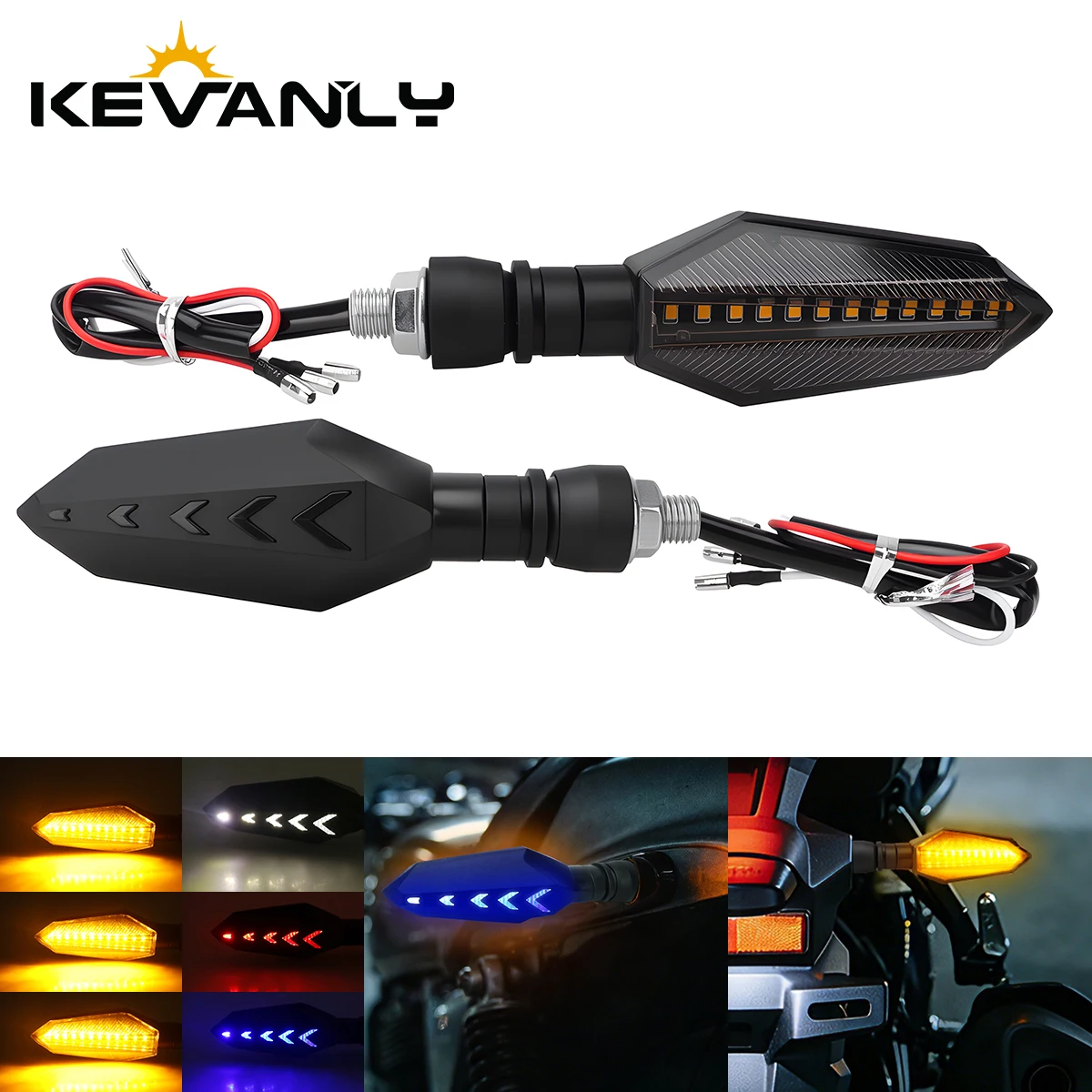 1/2 pair Motorcycle LED Turn Signal Light Universal DRL Dual Color Flowing Blinker Indicator Motorcycle Flashing Light Tail Lamp
