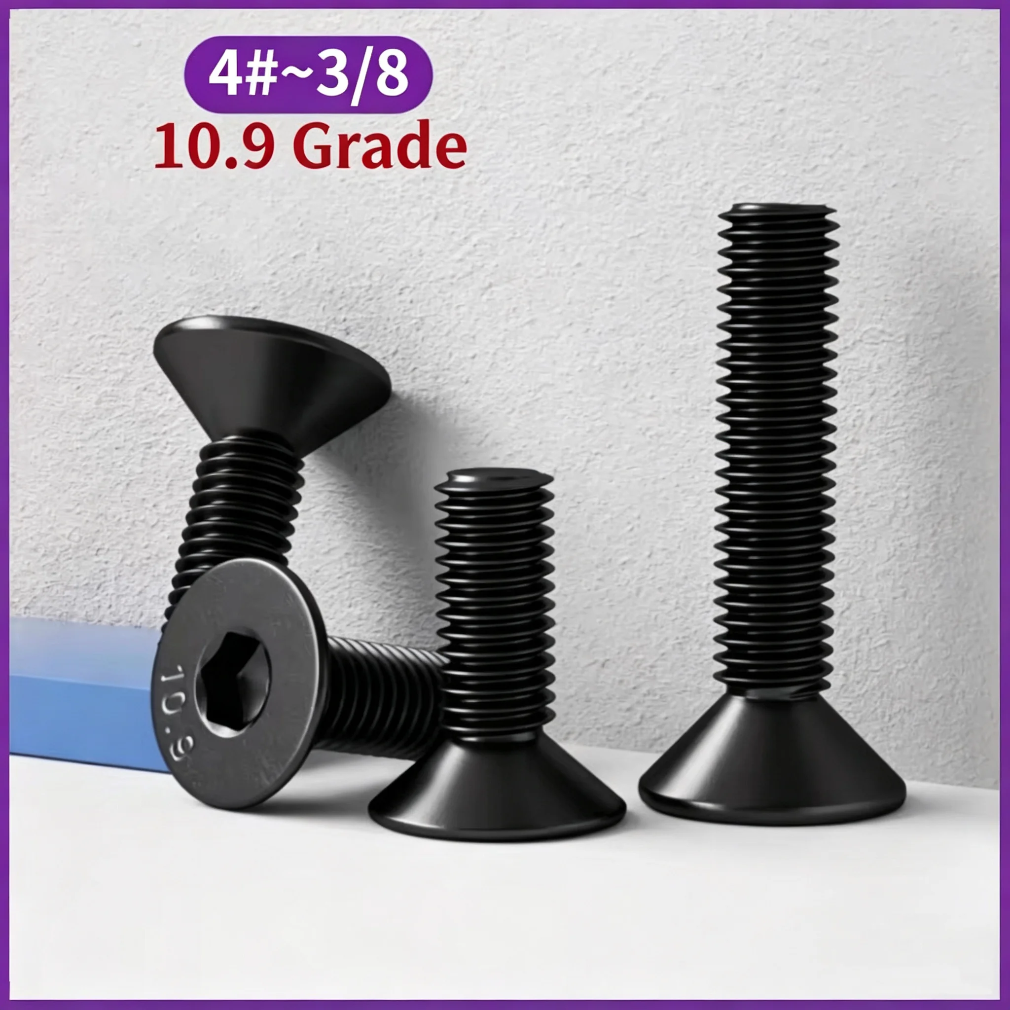 10.9 Grade Black Carbon Steel Hex Socket Countersunk Flat Head Allen Bolts UNC UNF BSW 4#-10# 1/8-3/8