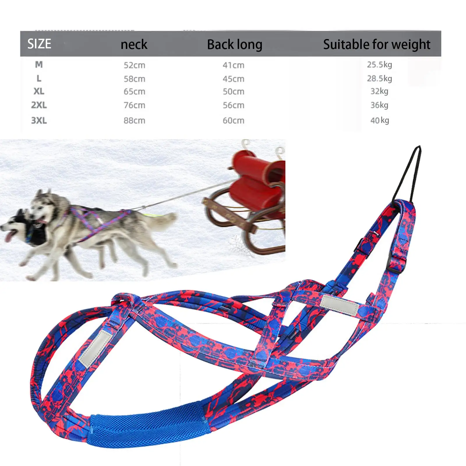 Dog Pulling Harness Reflective Pet Sledding Skijoring Harness Big Large Dogs Weight Pulling Vest for Pet Training Supplies