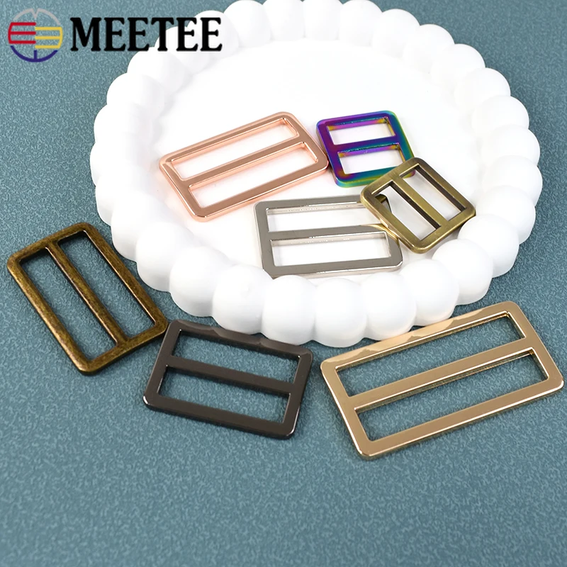 5Pc Meetee 16-50mm fibbia per cintura in metallo fibbie Tri-Glide cinturino per borsa moschettone anello cinghie per cinghie di regolazione chiusura