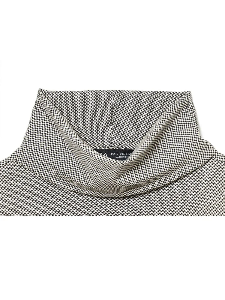 

HH женский модный универсальный воротник-стойка без рукавов с узором «гусиные лапки» кружевной лоскутный топ женский элегантный топ без рукавов с асимметричным подолом