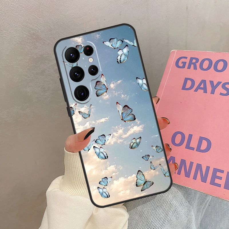 Etui Motylkowe na Samsung Galaxy S25 Ultra S20 S21 S22 S23 S24 Ultra S9 S10 Plus S25 FE Cover Coque
