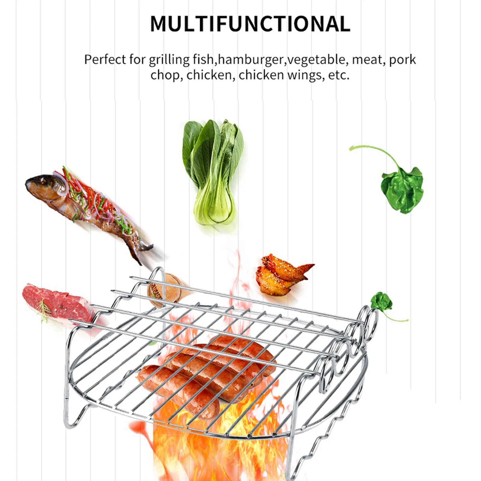 

Двойная решетка-поддон для аэрогриля из нержавеющей стали для премиум-моделей, аксессуар для приготовления пищи