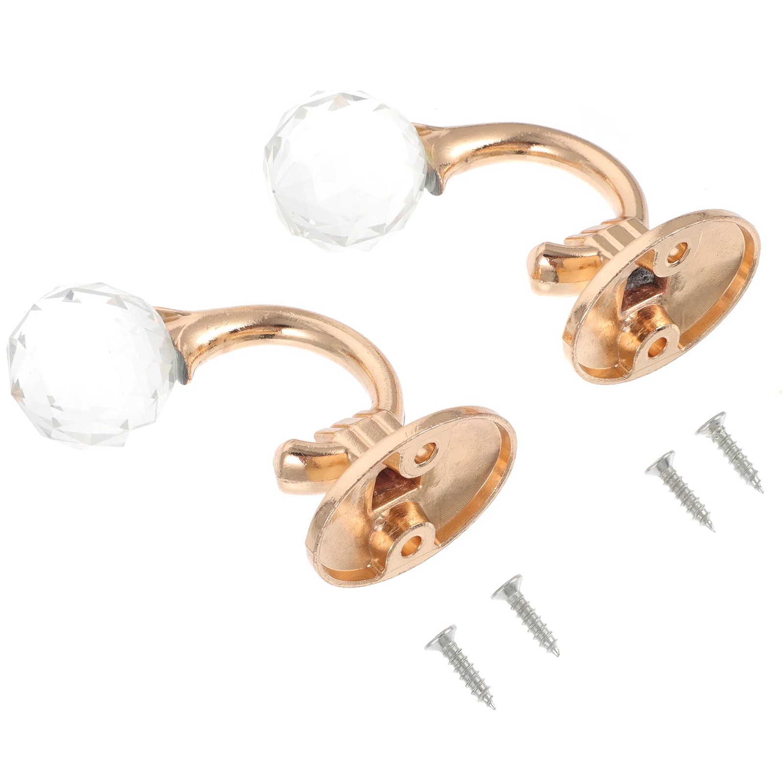 

2Pcs Creative Crystal Curtain Hooks Zinc Alloy Material Shiny Finish Elegant Look Fits Most Rods for Home Bathroom Decor