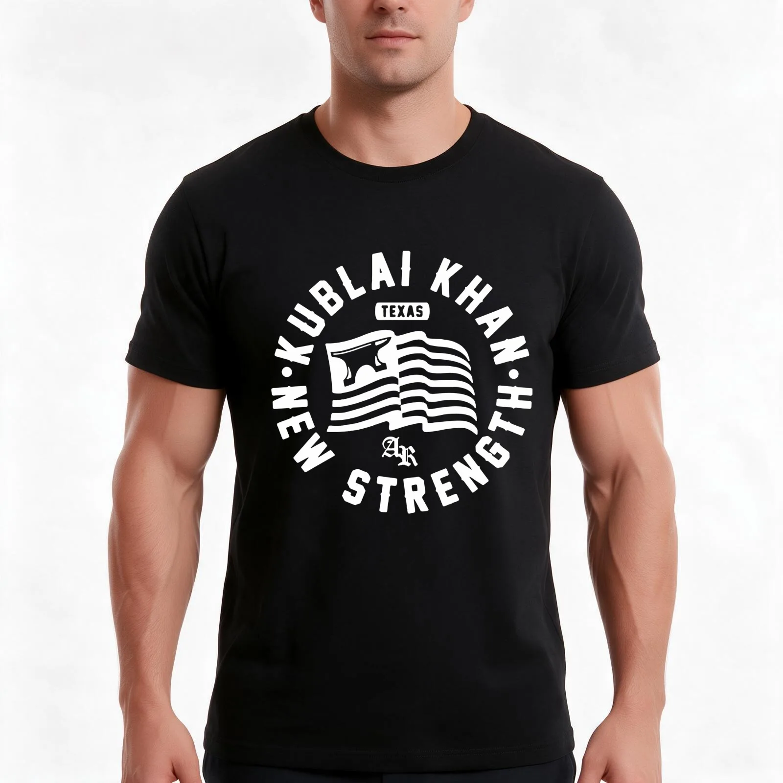 Kublai Khan TX T-Shirt, Summer Casual Cotton Tee, Oversized Streetwear Tops, Vintage Graphic Print, Loose Fit Short Sleeve