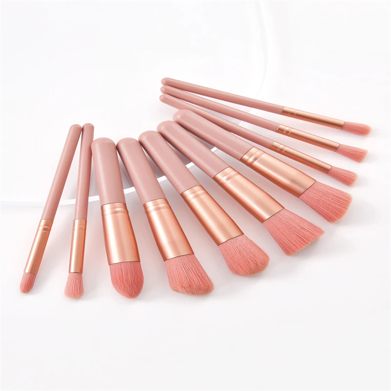 10 pcs/Set Mini soft skin-friendly not shedding is more soild metal ferrule cosmetic brush set with support customize packges