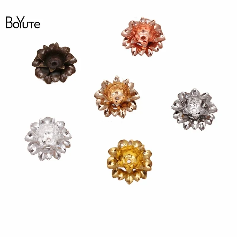 BoYuTe (100 Pieces/Lot) 11*5MM Three-Layer Metal Brass Flower Materials Diy Handmade Jewelry Accessories