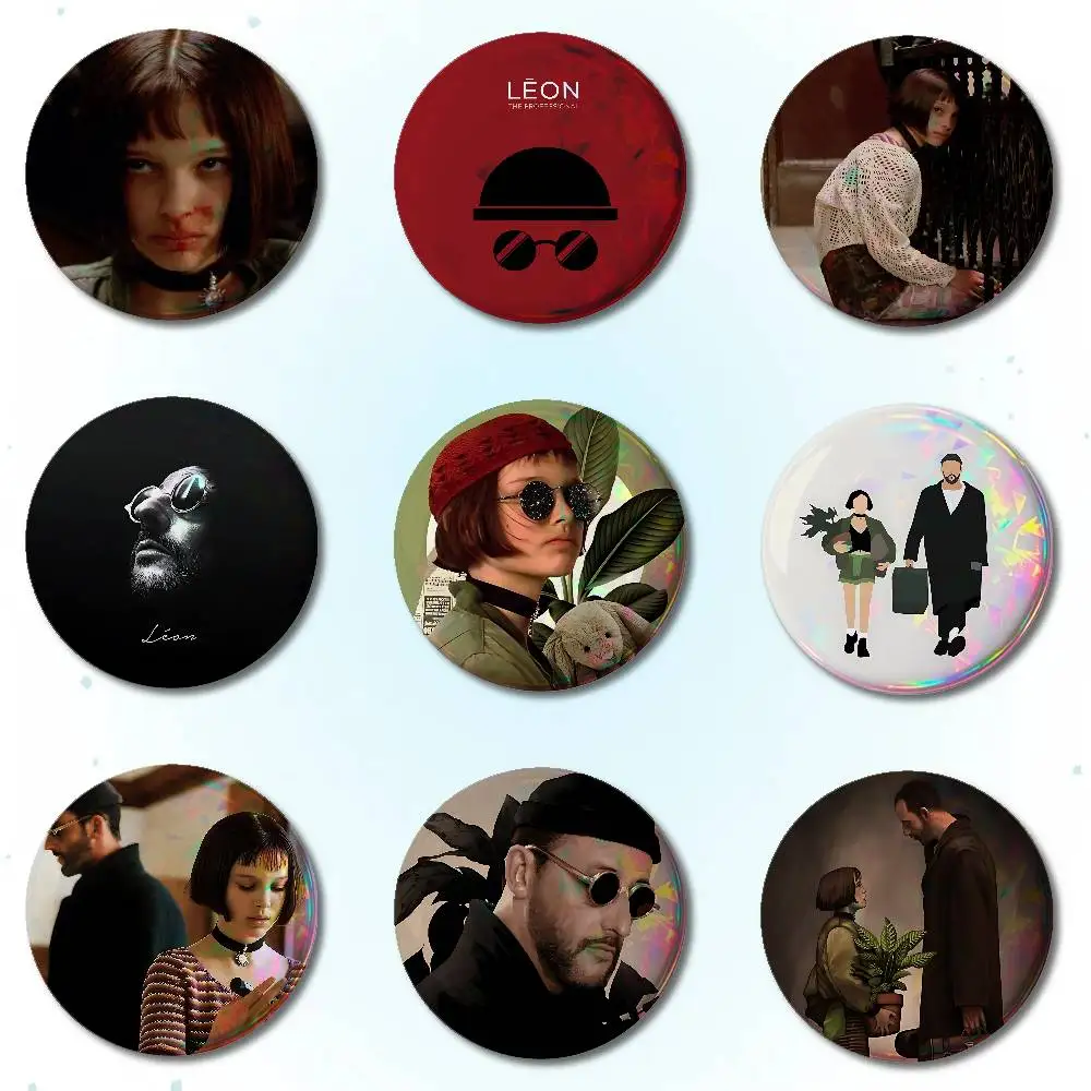 Movie Killer L-Leon And Mathilda Badges Round Brooch Cute Cartoon Idol Cosplay Badges DIY Backpack Clothing Jewelry Pins