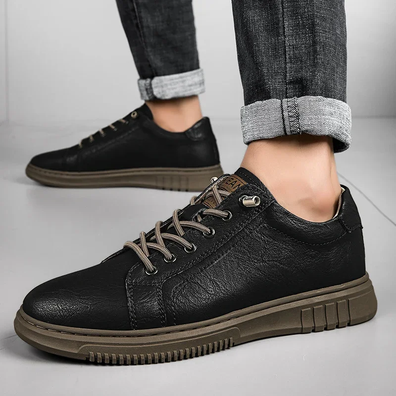 Sapatilhas Respiráveis de Couro Genuíno Masculina, Sapatos Confortáveis de Condução Marca de Luxo Casual Moda Adulo