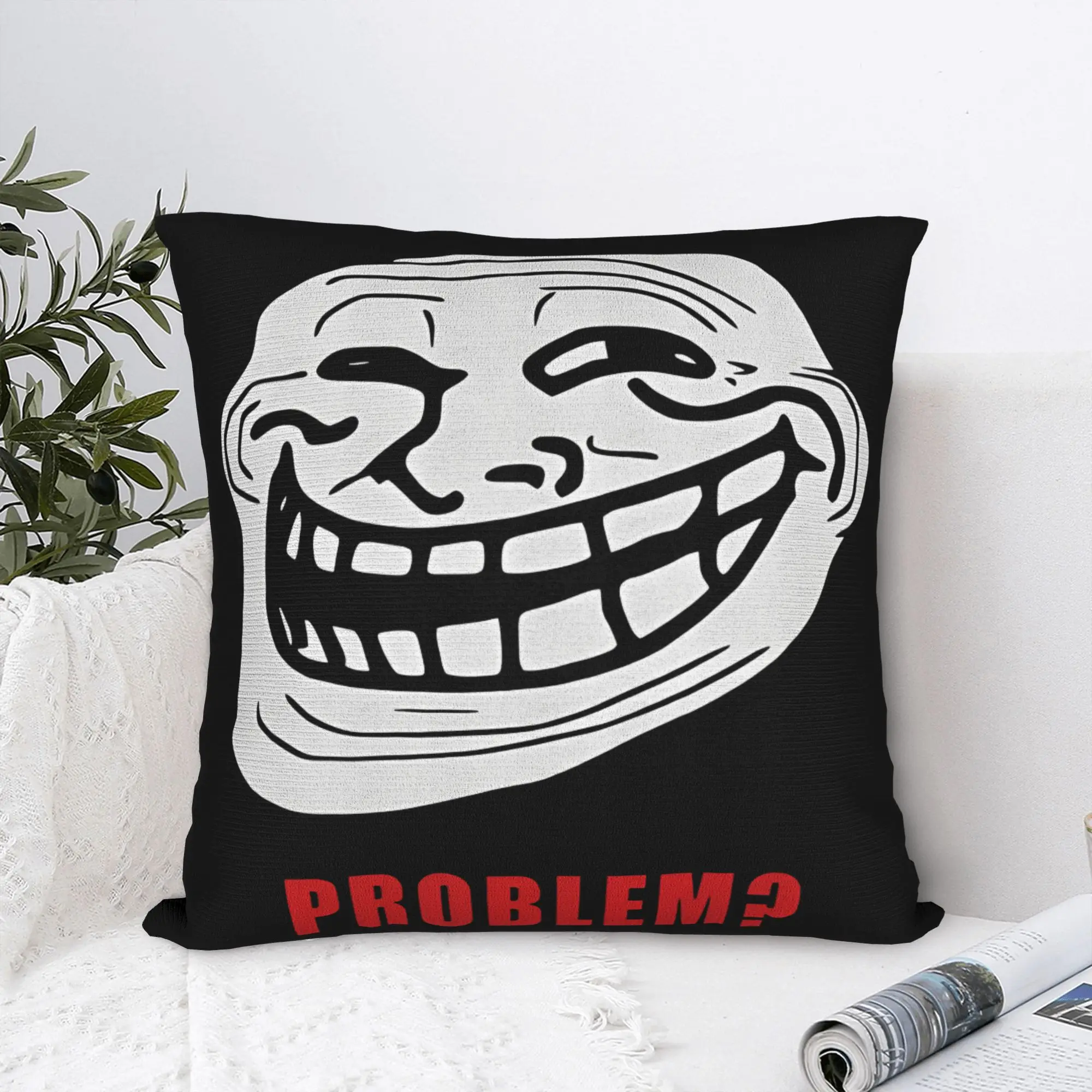 TROLLFACE MEME RAGE COMIC Square Pillow Case  Cushion Cover Creative Zipper Decor Pillowcase for Car 45*45cm
