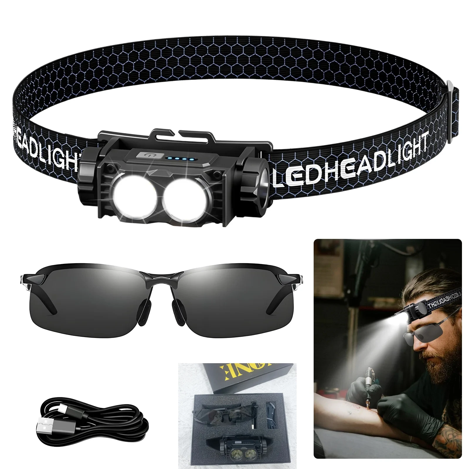 

LED Flashlight Rechargeable with Built in Battery Strong Light For Shadowless Nail Art Eyebrow Lip Tattoo