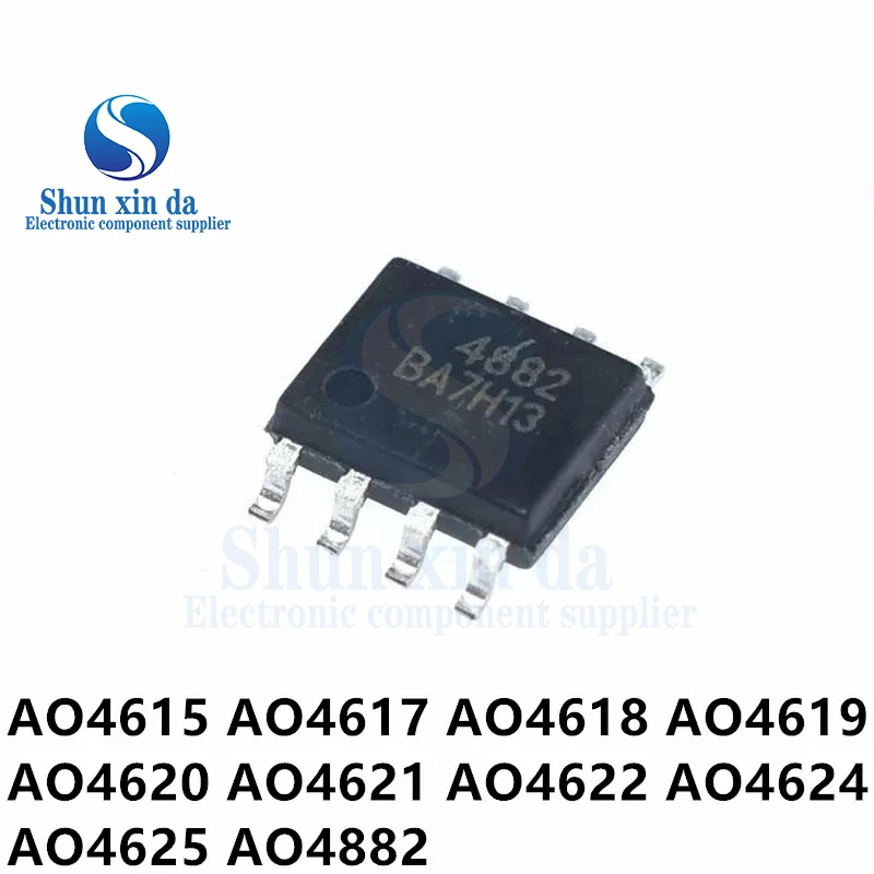 10PCS AO4615 AO4617 AO4618 AO4619 AO4620 AO4621 AO4622 AO4624 AO4625 AO4882 SOP-8 P and N-Channel MOSFET SMD IC