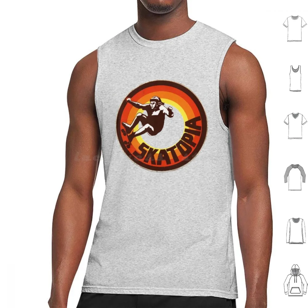 Skatopia , Retro Skateboard Vest Design Tank Tops Print Cotton Skatopia Santa Monica Skateboard Tony Hawk 1980s