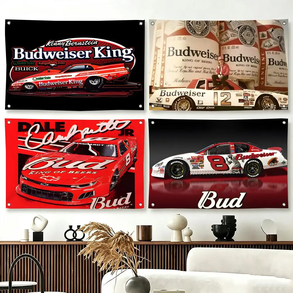B-Budweisers Bud Racing Car Flags  For Living Room Home Dorm Decor Wall Outdoor Camping Party Banner Gifts
