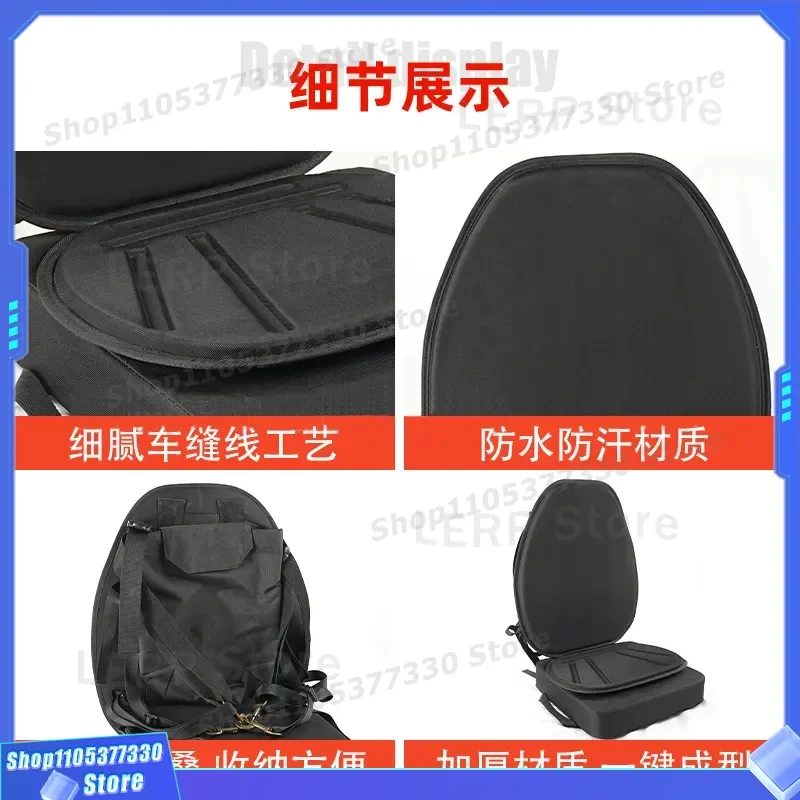 Thickened Black Kayak Seat Cushion Foldable Waterproof Sweat Proof Portable Boat Back Rest with Storage for Canoe Fishing