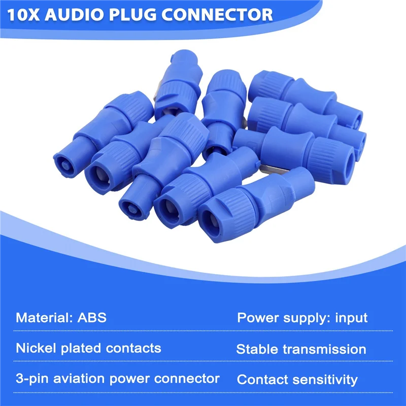 30Pcs 3 PIN Male Powercon Connector Signal Input Jack For  Light Stage Light Power Input-Y47A