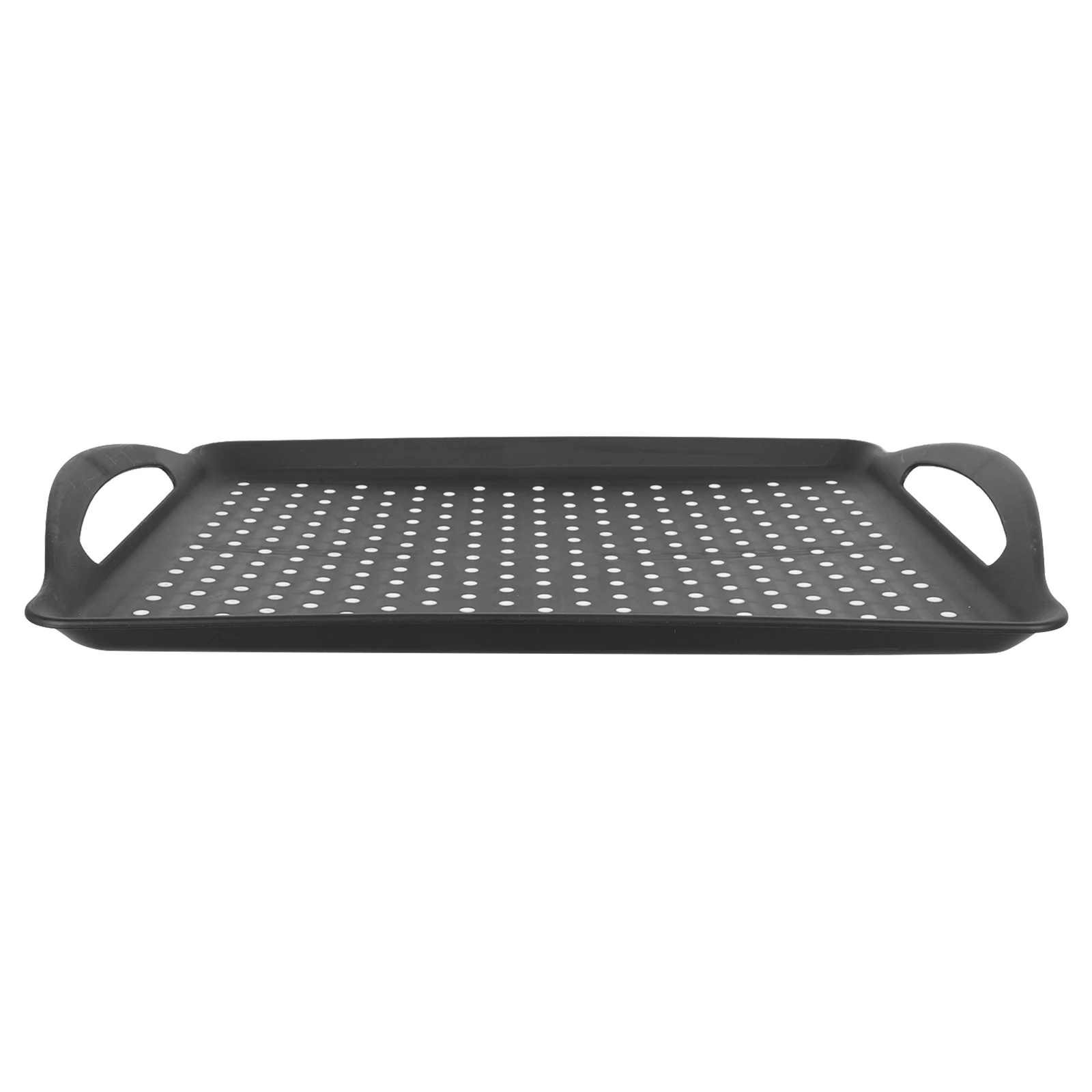 

Rectangular Serving Tray Plastic Anti Slip Dot Pattern Home Decor Cake Bread Fruit Snack Black Flower Decorative