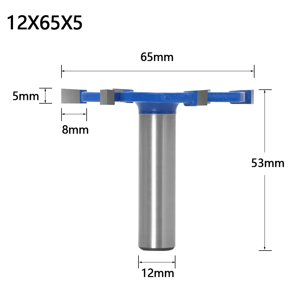 1PC 1/2" 12.7MM 12MM Shank Milling Cutter Wood Carving 6 Edge T Type Slotting Cutter Woodworking Tool Router Bits For Wood