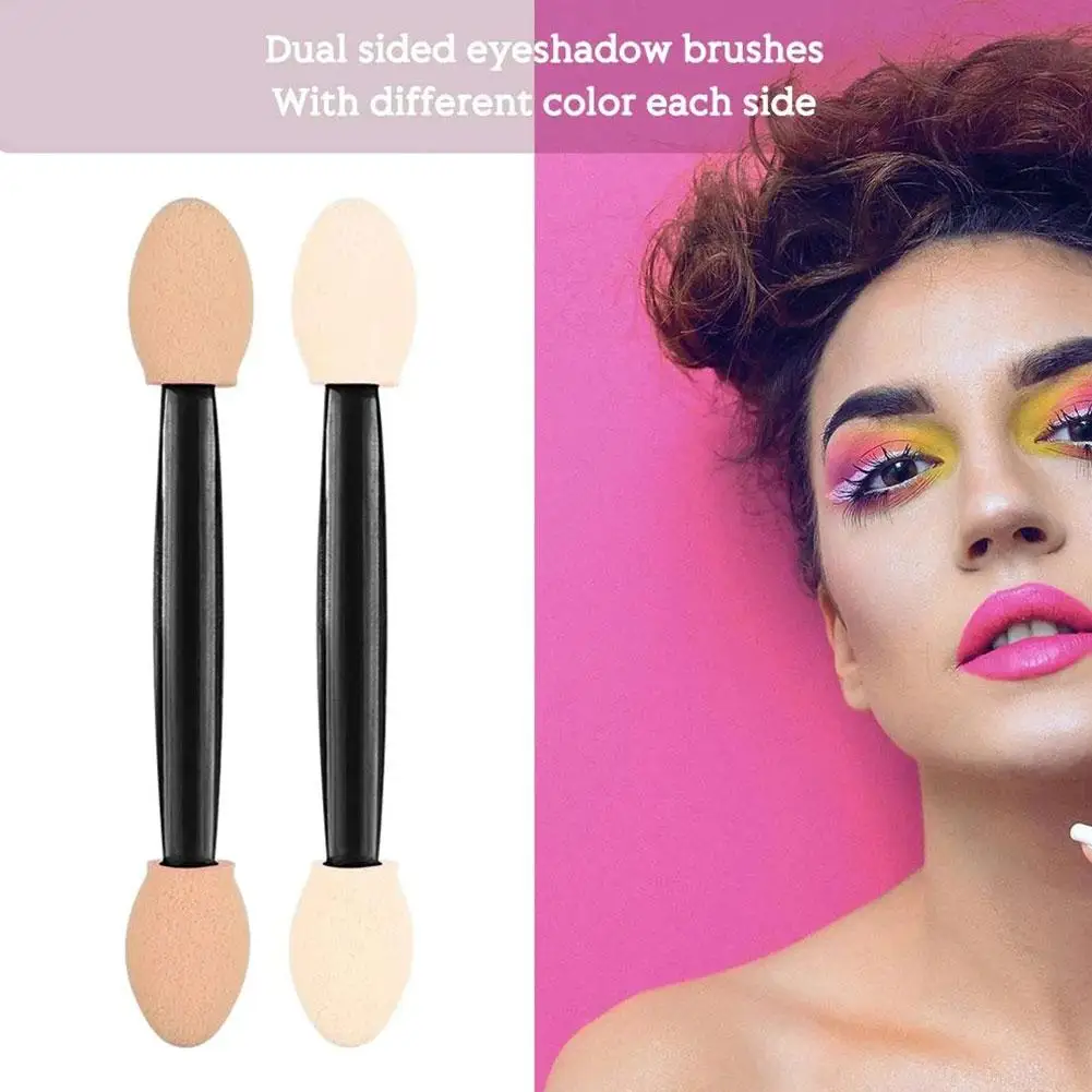 10 Uds. Brocha desechable para sombra de ojos, esponja de doble cara, juegos de nailon, brochas para sombra de ojos para maquillaje aplicador cosmético