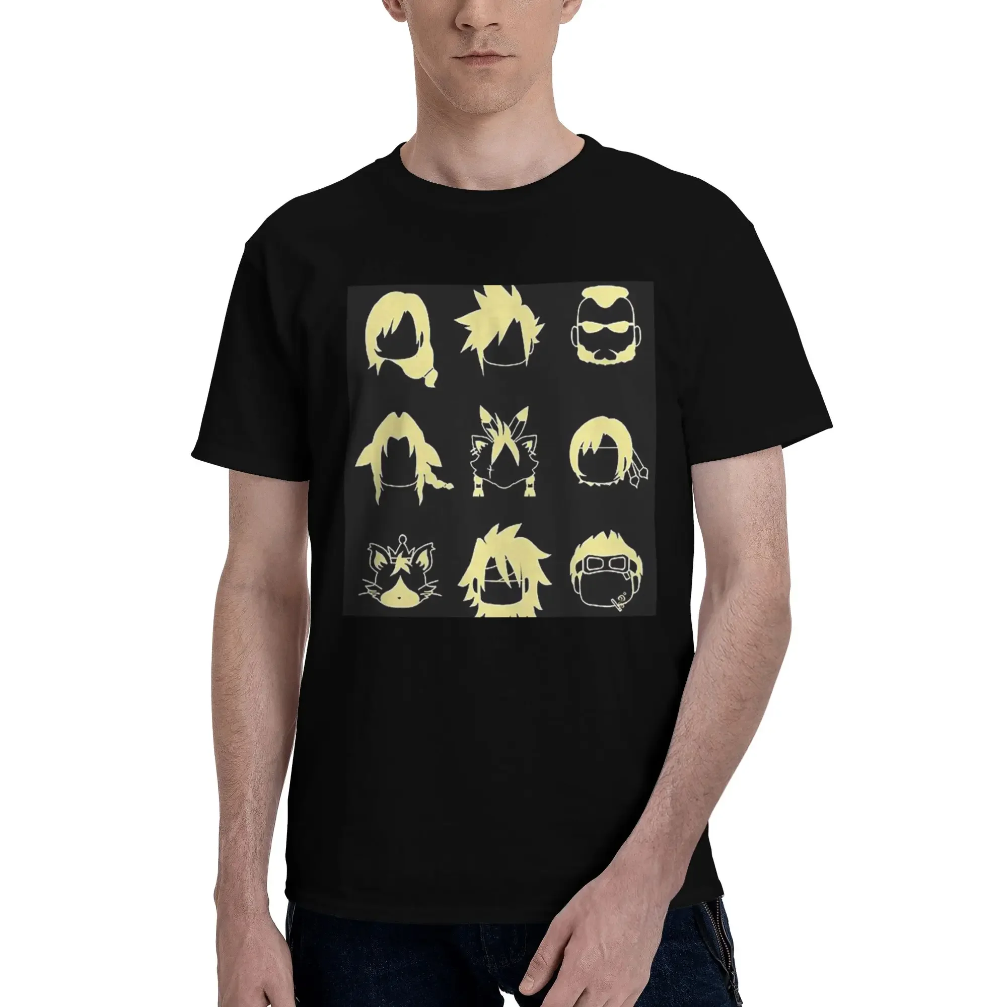 Final Fantasy 7 Whole Party icons Character 100% Cotton T-Shirt Men's Funny T Shirts Men Round Neck Short Sleeve S-6XL