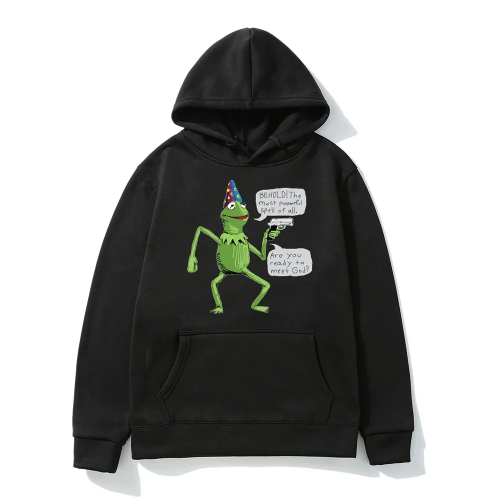 

Yer A Wizard Kermit Shirt Meme Hoodie Men Women Street Funny Graphic Print Hooded Sweatshirt Spring Trend Black Pullover Hoodies