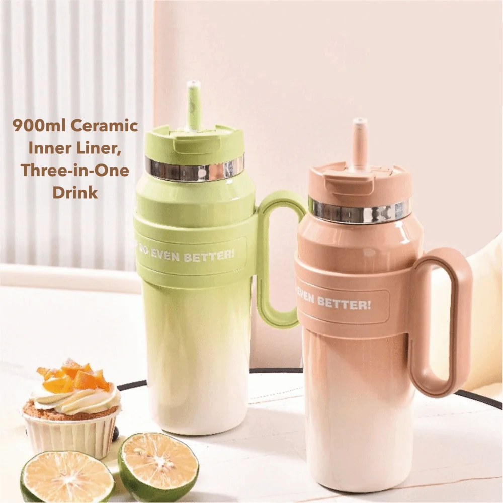 لطيف 600/900 مللي كوب حراري سعة كبيرة كوب معزول مانع للتسرب مع مقبض بطانة السيراميك كوب مكنسة كهربائية مكتب المنزل