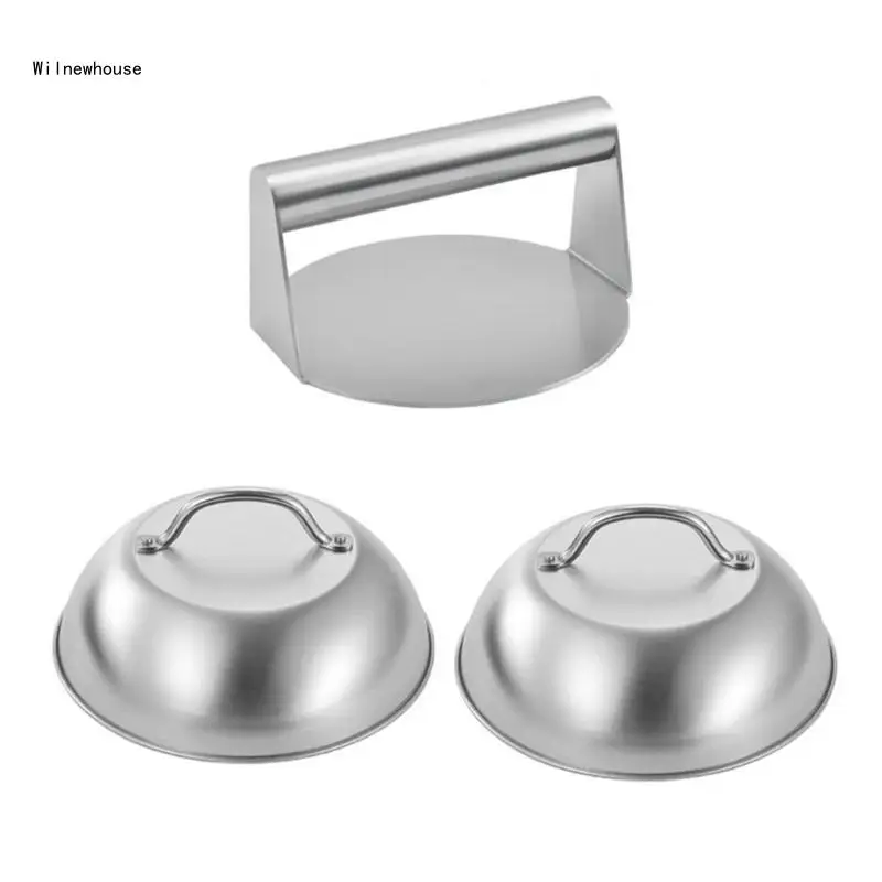 

Metal Hamburger Smasher 304Stainless Steel Melting Cover for Grilling Use Dropship